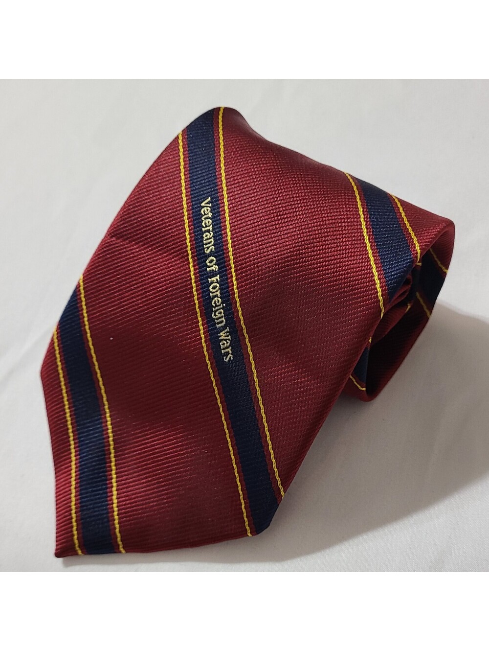 Vtg VFW Veterans of Foreign Wars Tie Mens Sz 55" Silk Blend Red Striped Military